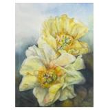 Yellow Peonies Watercolor by Nancy Hathaway