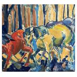 S.L. Ferraro Expressionist Style Horses Oil Paint