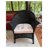 Wicker Armchair with Patterned Cushion