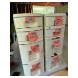 Mini Plastic 3 Drawer Desktop Storage Towers Pair