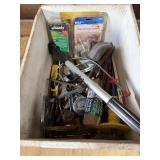 Assorted Tools & Hardware in Wooden Crate