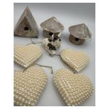 Shabby Chic Christmas Ornaments Hearts Birdhouse