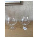 Etched Crystal Brandy Snifters, Pair