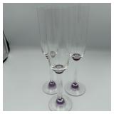 Sasaki Champagne Flutes Amethyst Set of 3