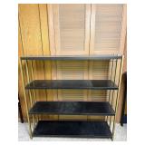Mid-Century Modern Gold & Black Four-Tier Bookshel
