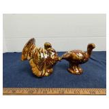 Glazed Ceramic Turkey Salt and Pepper Shakers Set
