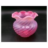 Fenton Cranberry Opalescent Spiral Optic Vase 201