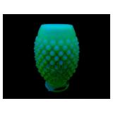 Fenton Green Opalescent Hobnail Straight Rim Vase
