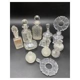 Vintage Cut Glass Perfume Bottles & Decanters Lot