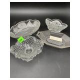 Vintage Clear Pressed Glass & Hobnail Dish Lot of