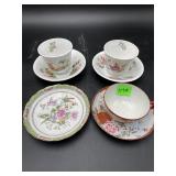 Vintage Japanese Kutani & Famille Rose Teacups Lot