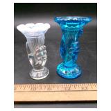 Fenton Blue Opalescent Miniature Hand Vases Lot