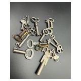 Vintage Antique Skeleton Barrel Clock Key Lot