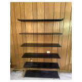 Mid-Century Modern Six-Tier Black & Brass Shelving