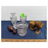 Assorted Glassware and Turned Wood Novelty Group