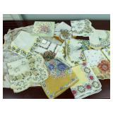 Vintage Yellow & Purple Floral Handkerchiefs Lot