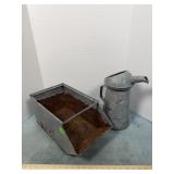 Vintage Galvanized Metal Oil Dispenser & Feed Scoo