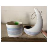 Retro 1980s Pastel Wave Ceramic Planter Pot Lot