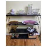 Vintage Mid-Century Black & Gold 4-Tier Metal Shel