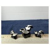 Three Hagen-Renaker Miniature Ceramic Skunks