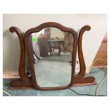 Oak Dresser Mirror with Harp Style Support Frame