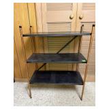 Mid-Century Modern Three-Tier Black & Brass Accent