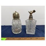 Vintage Cut Glass Shaker and Perfume Atomizer Bott
