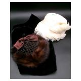 Mink Fur Trimmed & Feathered Cocktail Hat