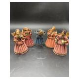Vintage Italian Velvet Angel Figurines Lot of 5