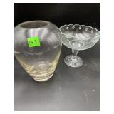 Vintage Indiana Glass Teardrop Compote & Heavy Vas
