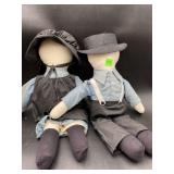 Vintage Amish Faceless Rag Dolls Pair