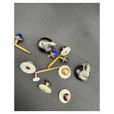 Victorian Jet Glass Earrings Mother of Pearl Stud