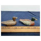 Hand Carved Wooden Miniature Mallard Duck Pair