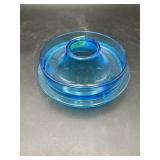 Antique 1890 Richards & Hartley Blue Glass Fly Tra