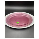 Vintage Corning Visions Cranberry Glass Oval Platt