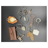 Vintage Advertising Keychains Compass Key Lot