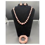 Vintage Pink Moonstone Lucite Jewelry Set