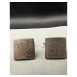 P&K Sterling Silver Monogram Square Cufflinks 18.9