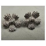 Vintage Sterling Silver Marcasite Flower Earrings