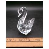 Clear Controlled Bubble Glass Swan Figurine