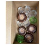 Green Clear Glass Stoneware Caster Cup Coaster Lot