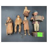 Vintage Anri Style Carved Wood Figures Lot of 5