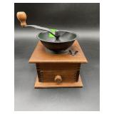 Vintage Early American Style Manual Wooden Coffee