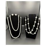 Vintage White Milk Glass Lucite Bead Necklace Lot