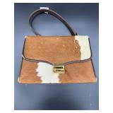 Vintage Cowhide Fur Leather Box Handbag Set