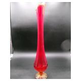 Viking Glass Ruby Red Swung Pedestal Vase
