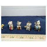 Five Miniature Ceramic Raccoon Musician Figurines