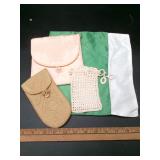 Fabric Vanity Pouches & Linen Hankies Lot