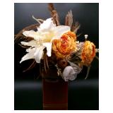 Faux Floral Centerpiece in Ceramic Glazed Vase