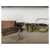 Hammered Brass Kettle Copper Spittoon Mug Tin Lot